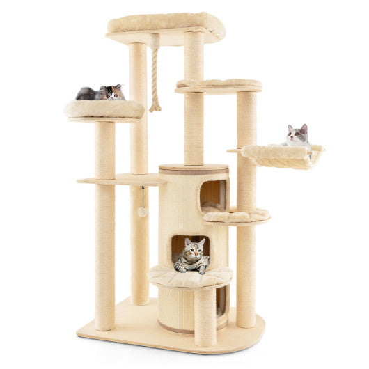 Multi-Level Cat Tree with 3-story Cat Condo-Beige