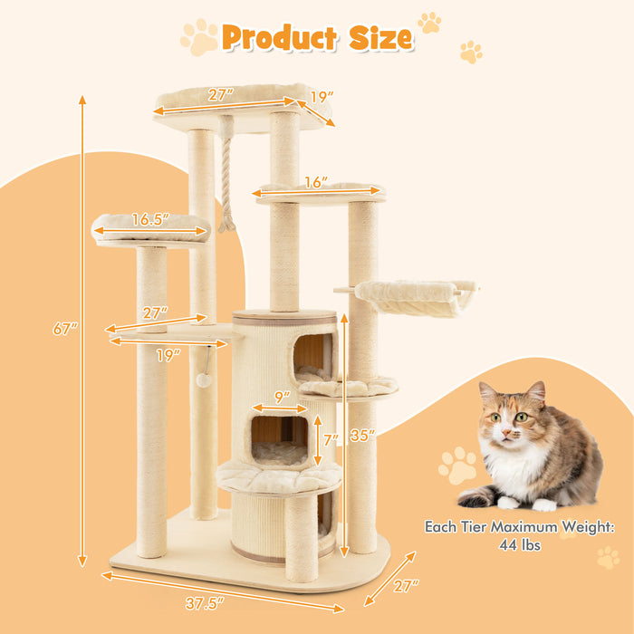 Multi-Level Cat Tree with 3-story Cat Condo-Beige