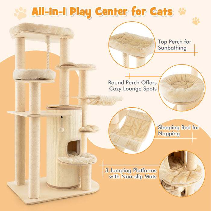 Multi-Level Cat Tree with 3-story Cat Condo-Beige