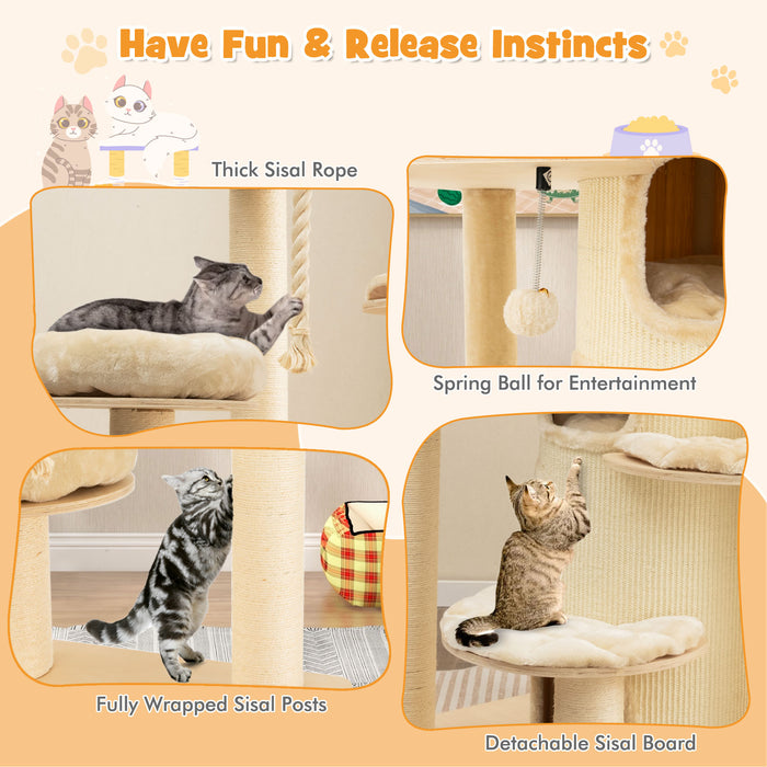 Multi-Level Cat Tree with 3-story Cat Condo-Beige