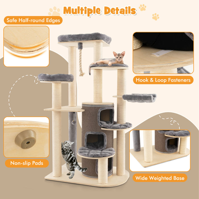 Multi-Level Cat Tree with 3-story Cat Condo-Gray