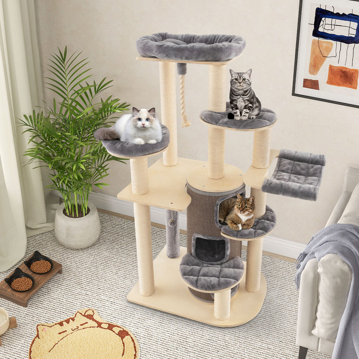 Multi-Level Cat Tree with 3-story Cat Condo-Gray