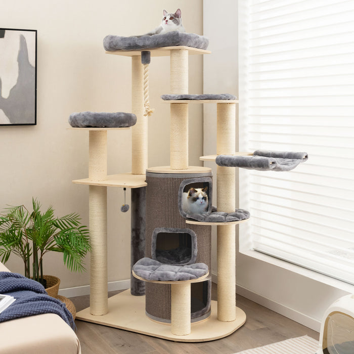 Multi-Level Cat Tree with 3-story Cat Condo-Gray