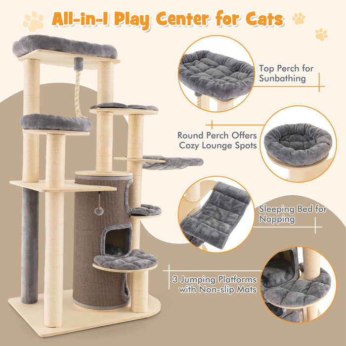 Multi-Level Cat Tree with 3-story Cat Condo-Gray