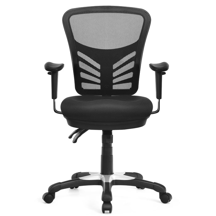 Ergonomic Mesh Office Chair with Adjustable Back Height and Armrests-Black