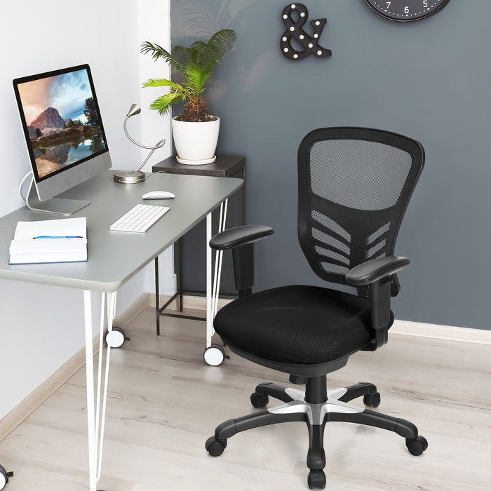 Ergonomic Mesh Office Chair with Adjustable Back Height and Armrests-Black