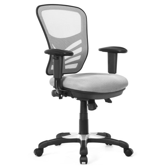 Ergonomic Mesh Office Chair with Adjustable Back Height and Armrests-Gray