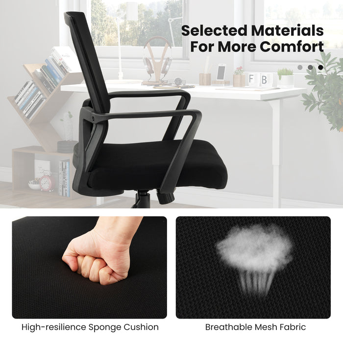 Ergonomic Desk Chair with Lumbar Support and Rocking Function-Black