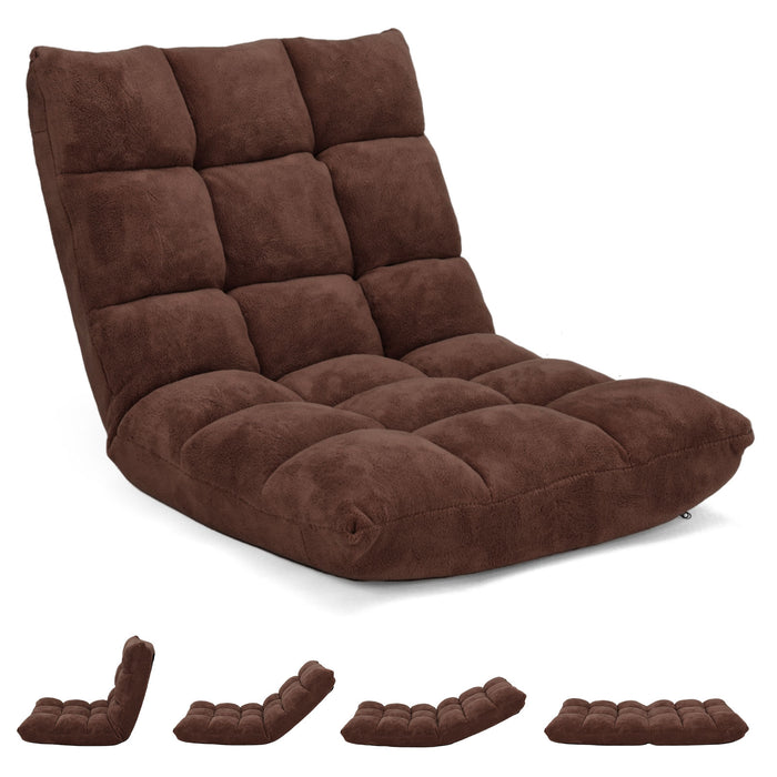 Adjustable 14-position Cushioned Floor Chair-Coffee