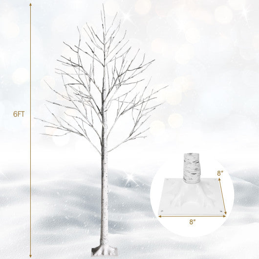 Pre-lit White Twig Birch Tree for Christmas Holiday with LED Lights-6 ft