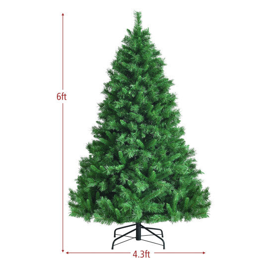 Pre-Lit Hinged Lifelike Lush Artificial Christmas Tree with PVC Tips-6'