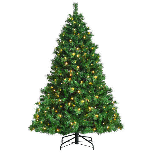 Pre-Lit Hinged Lifelike Lush Artificial Christmas Tree with PVC Tips-6'