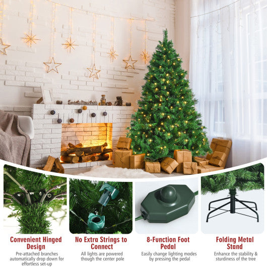 Pre-Lit Hinged Lifelike Lush Artificial Christmas Tree with PVC Tips-6'