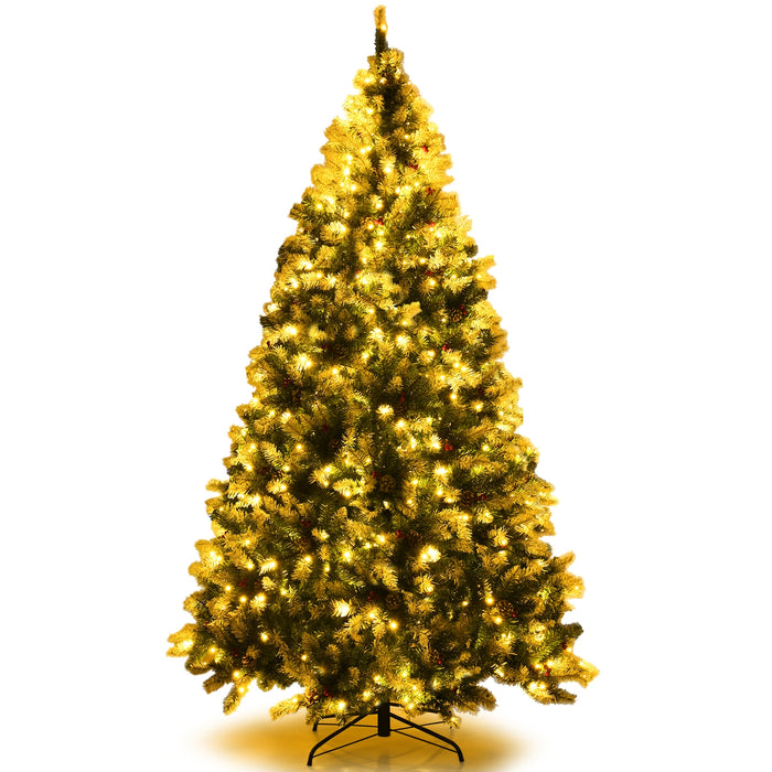 Pre-Lit Hinged Lifelike Lush Artificial Christmas Tree with PVC Tips-7.5 Feet