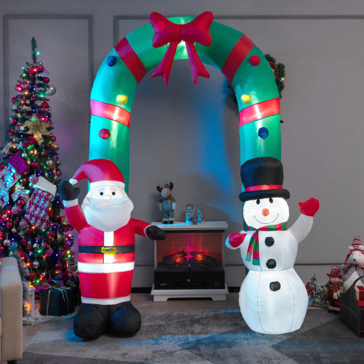 8 Feet Christmas Inflatable Archway with Santa Claus and Snowman