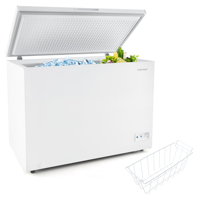 Compact Deep Freezer with 7-Level Adjustable Temperature and Removable Basket-White