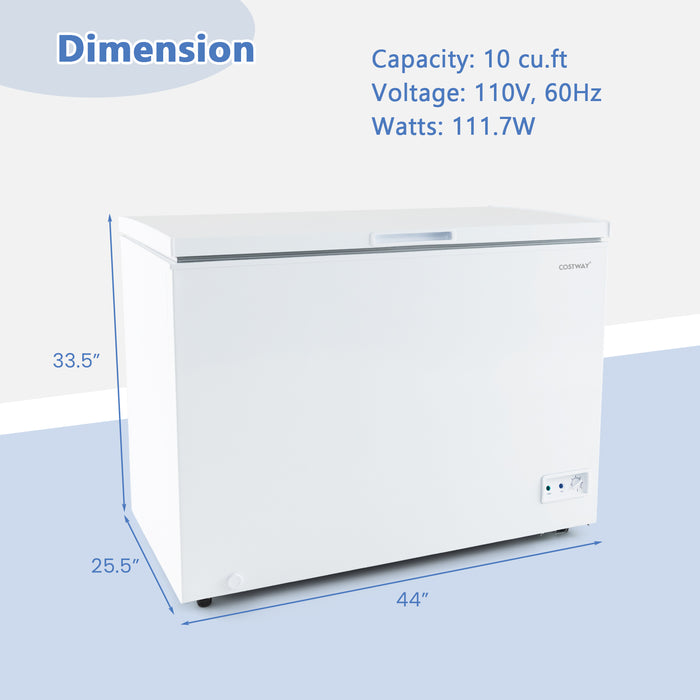 Compact Deep Freezer with 7-Level Adjustable Temperature and Removable Basket-White