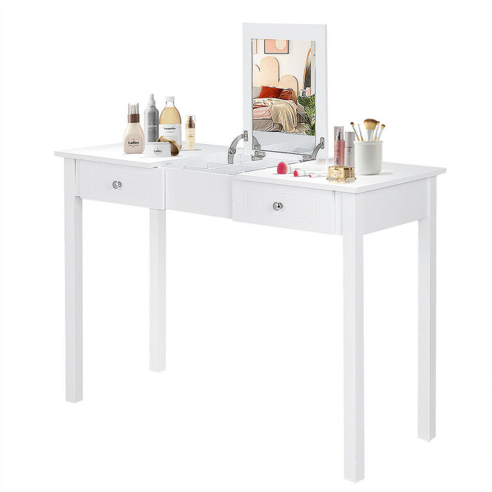 Modern Vanity Dressing Table with 1 Flip Top Mirror and 2 Drawers