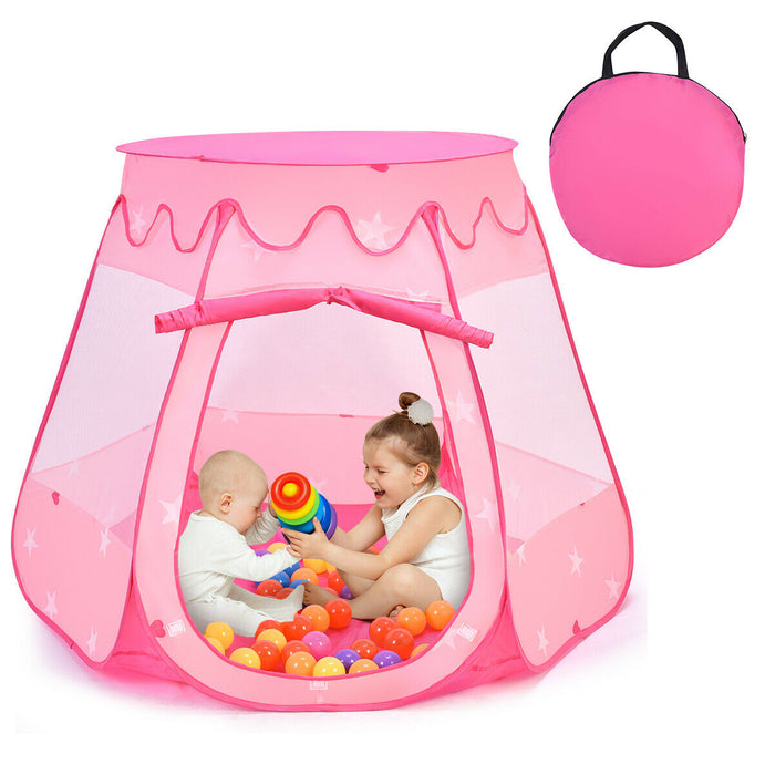 Pink Portable Kid Play House Play Tent with 100 Balls