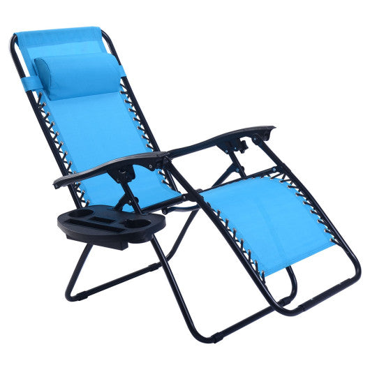 Outdoor Folding Zero Gravity Reclining Lounge Chair-Light Blue