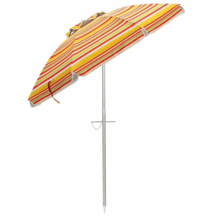 6.5 Feet Beach Umbrella with Sun Shade and Carry Bag without Weight Base-Orange