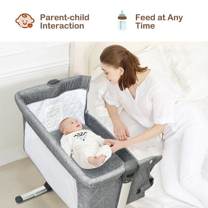 Travel Portable Baby Bed Side Sleeper  Bassinet Crib with Carrying Bag-Gray