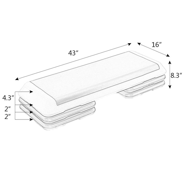 43 Inches Height Adjustable Fitness Aerobic Step with Risers-Green