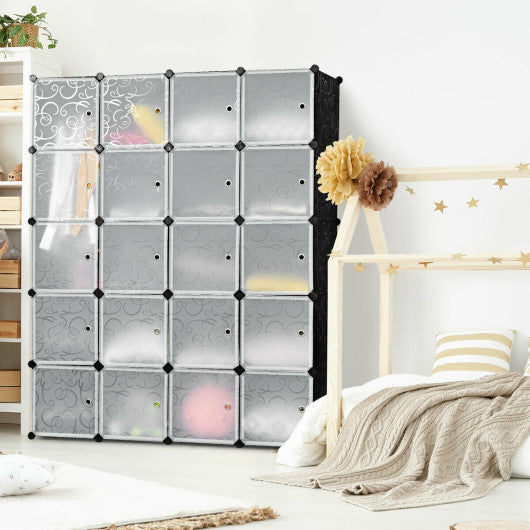 20-Cube DIY Plastic Cube Storage Organizer with Doors