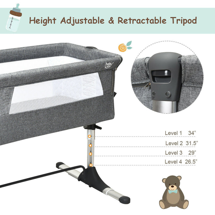 Travel Portable Baby Bed Side Sleeper  Bassinet Crib with Carrying Bag-Gray