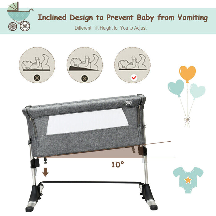 Travel Portable Baby Bed Side Sleeper  Bassinet Crib with Carrying Bag-Gray