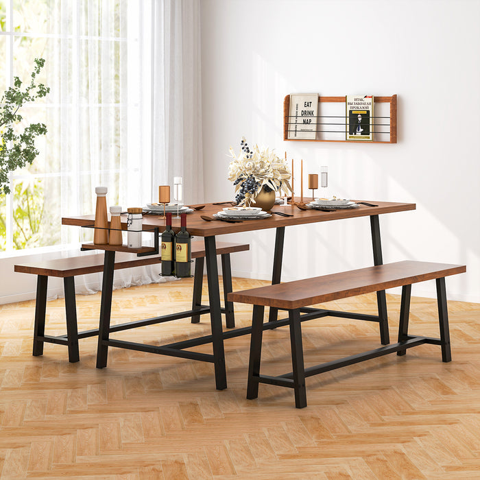 Dining Table Set for 5-7 with 2-Bottle Wine Rack and Condiment Holder