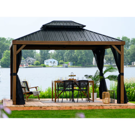 Yosemite Gazebo Aluminum frame wood finish 10 x 12