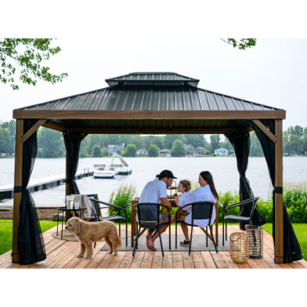 Yosemite Gazebo Aluminum frame wood finish 10 x 12