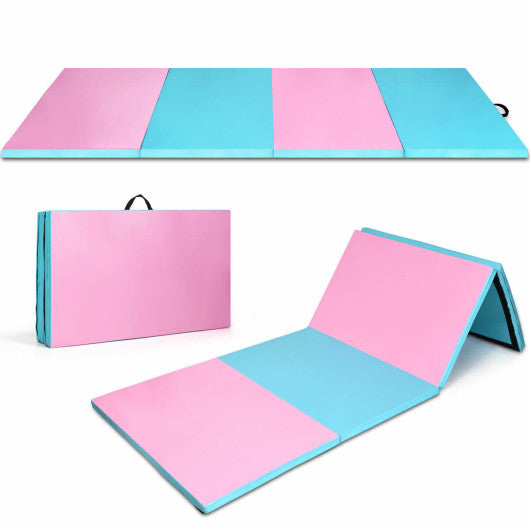 4 Feet x 10 Feet x 2 Inch Folding Gymnastics Tumbling Gym Mat-Blue