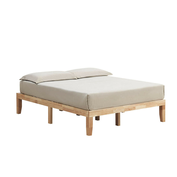 Queen Size 14 Inch Wooden Bed Mattress Frame-Natural