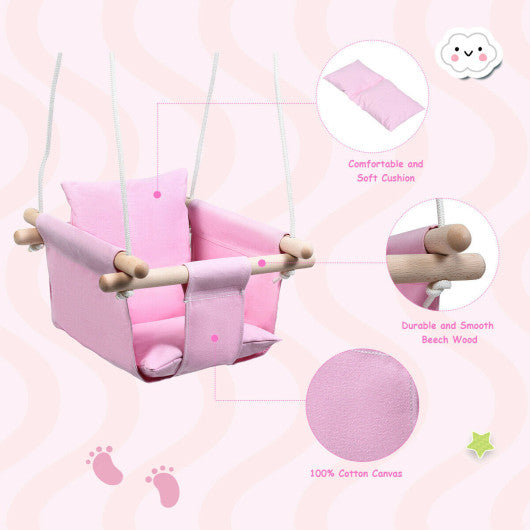 Indoor Outdoor Baby Canvas Hanging Swing-Pink