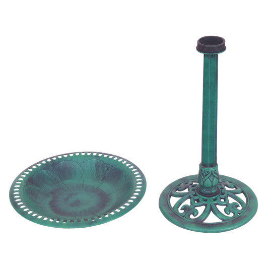 Outdoor Garden Green Pedestal Bird Bath Feeder