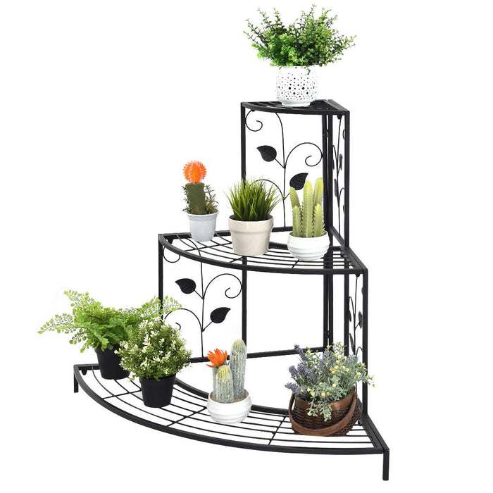 3 Tier Floral Corner Metal Plant Pot Rack