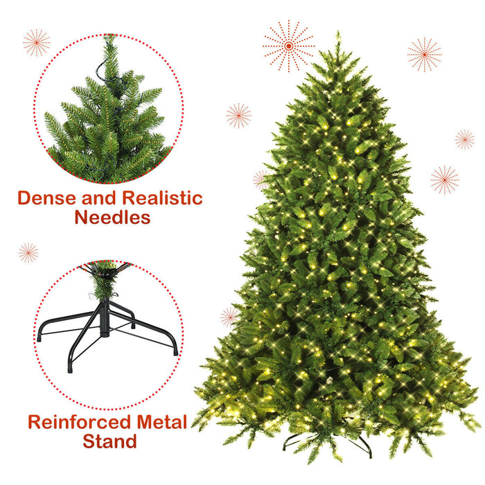 7.5 Feet Artificial Fir Christmas Tree with LED Lights and 1968 Branch Tips