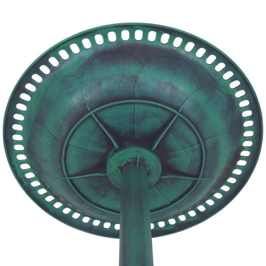 Outdoor Garden Green Pedestal Bird Bath Feeder