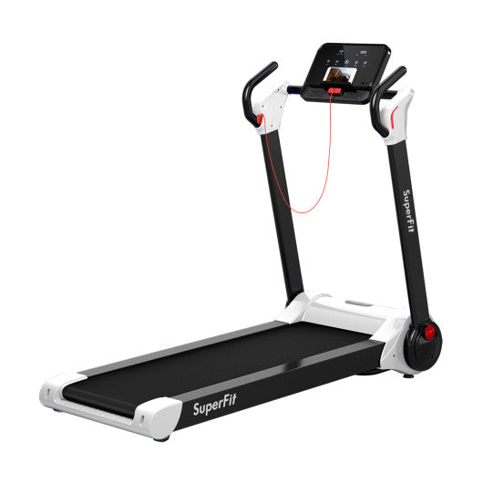 2.25 HP Electric Motorized Folding Running Treadmill Machine with LED Display-White