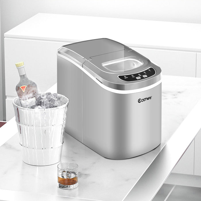 Mini Portable Compact Electric Ice Maker Machine-Silver