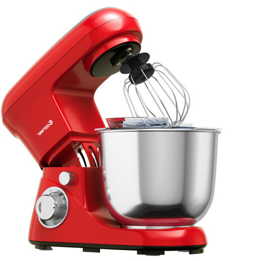 5.3 Qt Stand Kitchen Food Mixer 6 Speed with Dough Hook Beater-Red