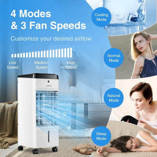 3-in-1 Evaporative Air Cooler with 4 Modes-White