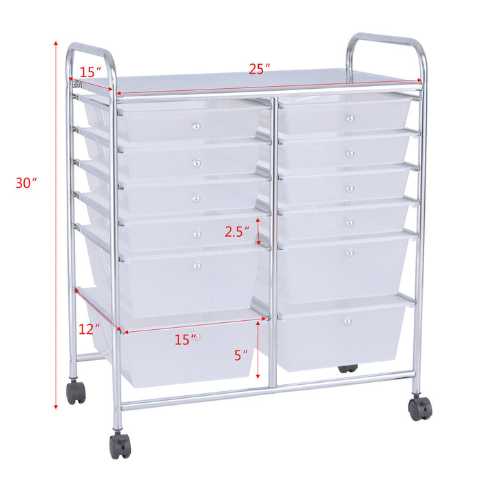 12 Storage Drawer Organizer Bins Rolling Cart