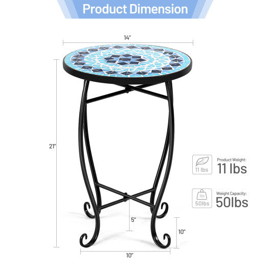 Outdoor Indoor Steel Accent Plant Stand Cobalt Table-Blue