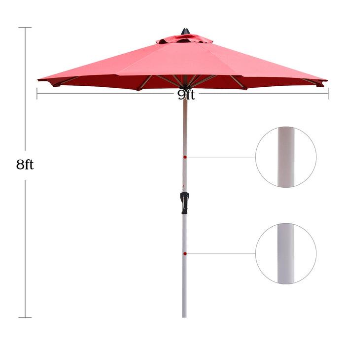 9 Feet Patio Outdoor Market Umbrella with Aluminum Pole without Weight Base-Dark Red