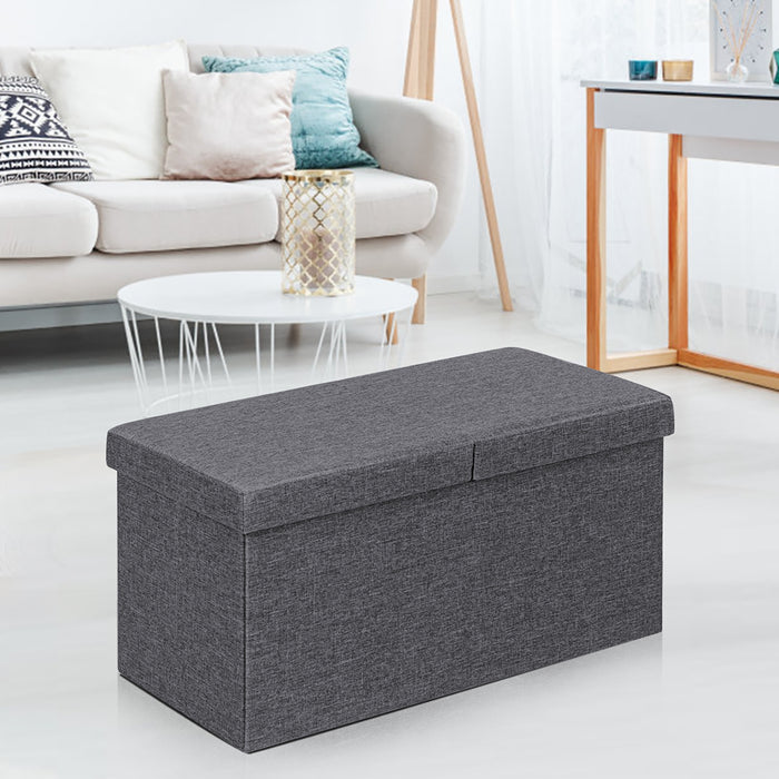 30 Inch Folding Storage Ottoman with Lift Top-Dark Gray