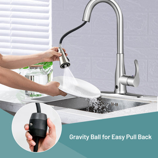 Touchless Kitchen Faucet with 360Â° Swivel Single Handle Sensor and 3 Mode Sprayer