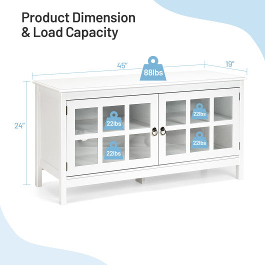 50 Inch Modern Wood Large TV Stand Entertainment Center for TV-White